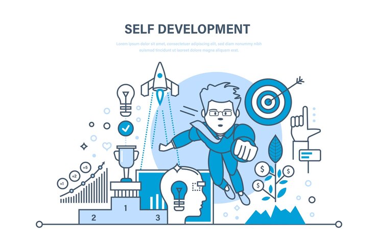 Vector self development growth finance and success work practice startup leadership