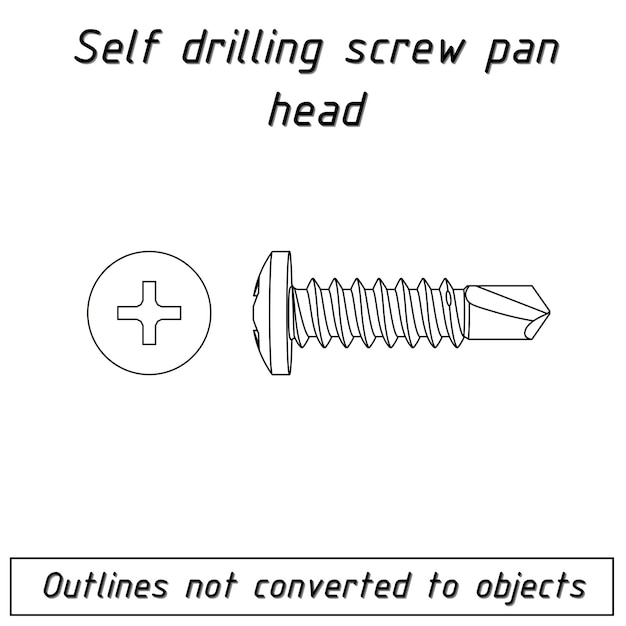 Vector self drilling screw pan head  fastener outline