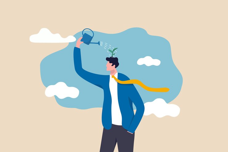वेक्टर self improvement and positive attitudefor business concept illustration