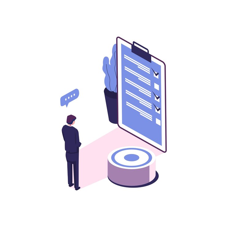 Vector self management flat style isometric vector illustration design