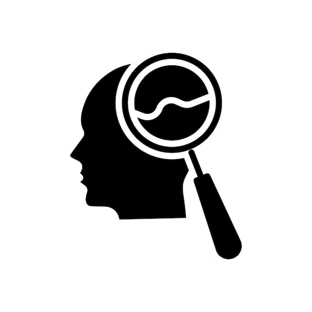 Self Research Icon Set Cognitieve wetenschappelijke analyse vector symbool in een zwarte gevulde en omschreven stijl Mind Exploration Sign