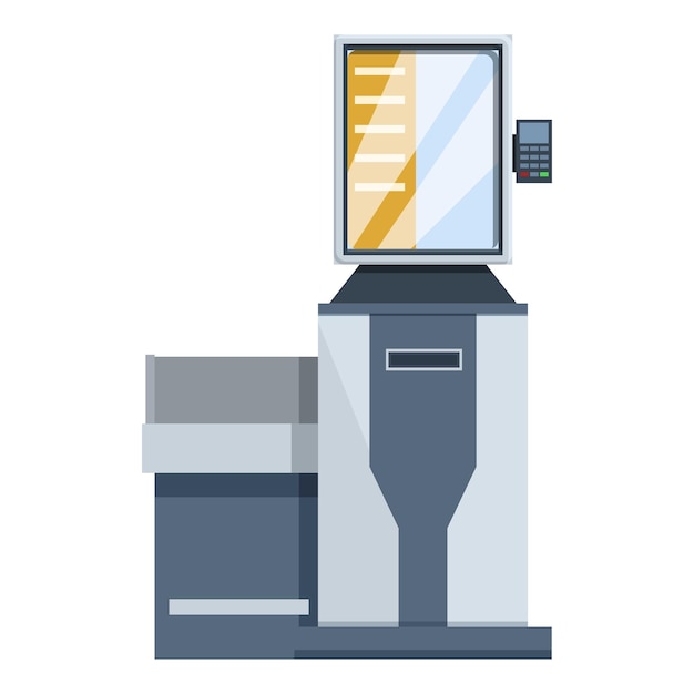 Vector self service supermarket icon cartoon vector scan terminal