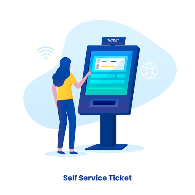 Vector self ticketing service illustration concept