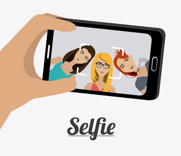 Selfie 디자인, 벡터 일러스트 레이 션입니다.