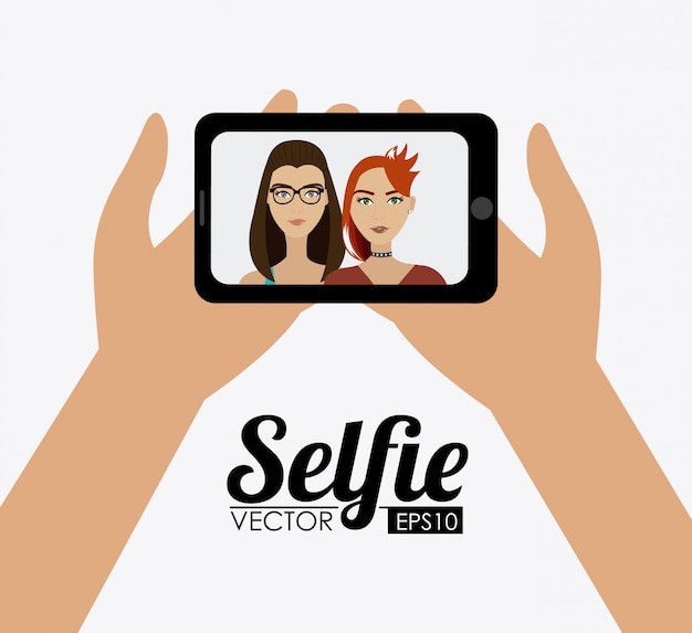 Selfie 디자인, 벡터 일러스트 레이 션입니다.