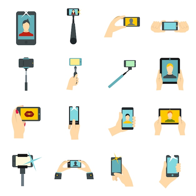 Selfie icons set