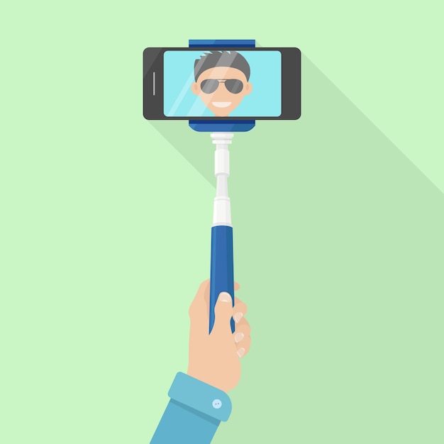 Selfie per telefoon met behulp van een selfiestick