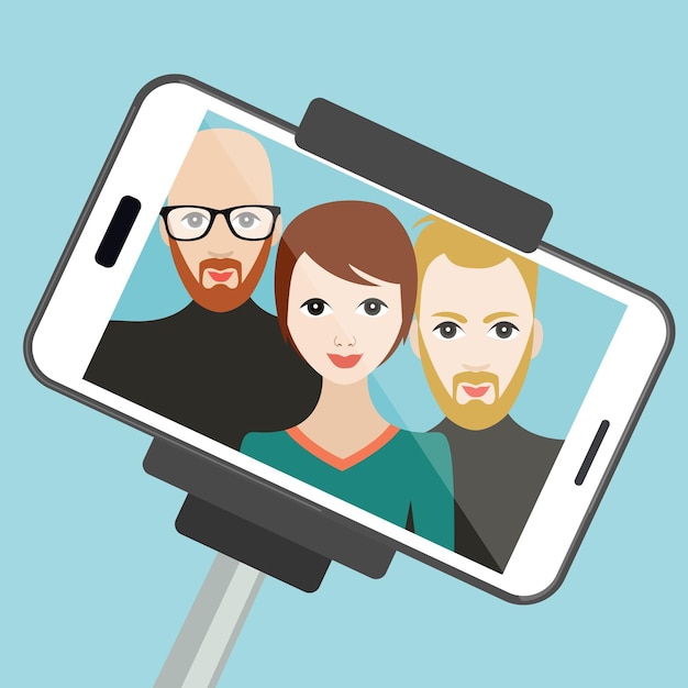 Selfie photo Vector cartoon illustration