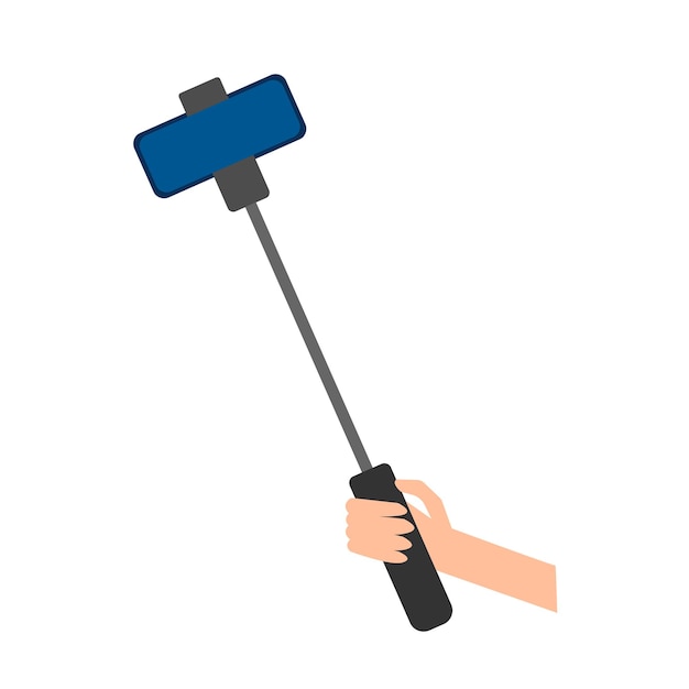 Selfie stick for smartphone vector illustration Monopod selfie for mobile phone