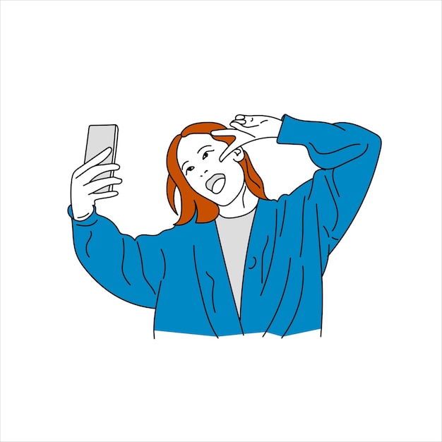 Selfie vector lijn kunst