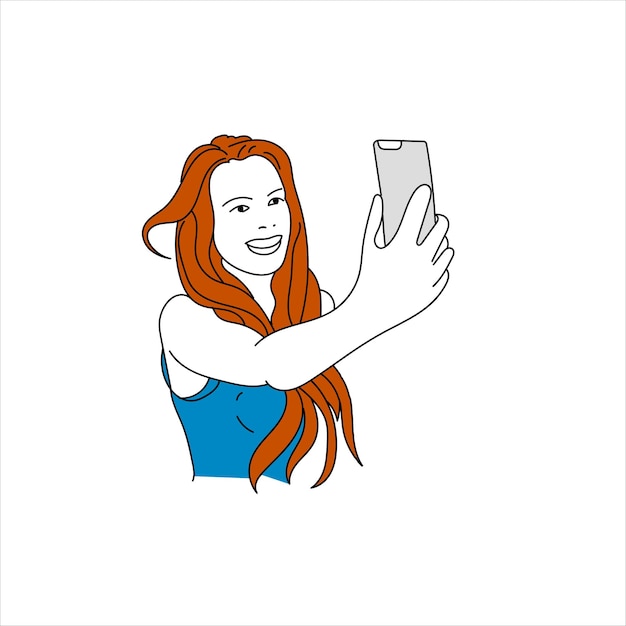 Vettore selfie vector line art