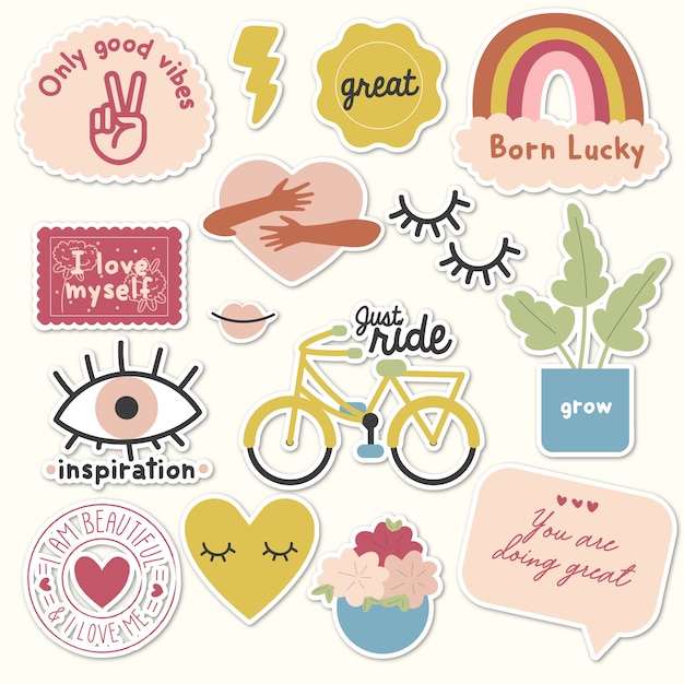 Vector selflove stickers