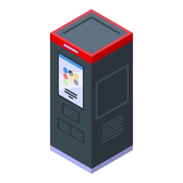 Selfservice parcel delivery kiosk icon isometric vector Smart post Service door