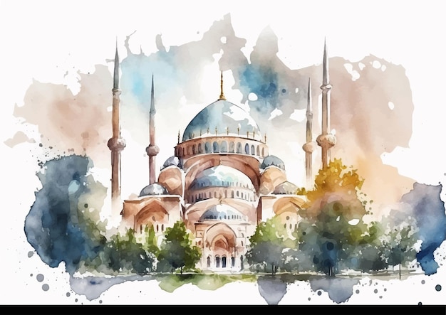 Selimiye moskee een majestueuze vector aquarel illustratie