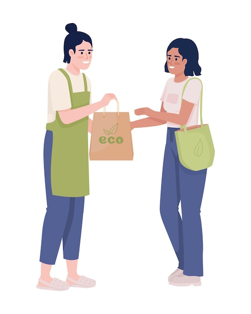 Seller and customer semi flat color vector characters