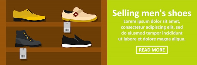 Vector selling mens shoes banner horizontal concept