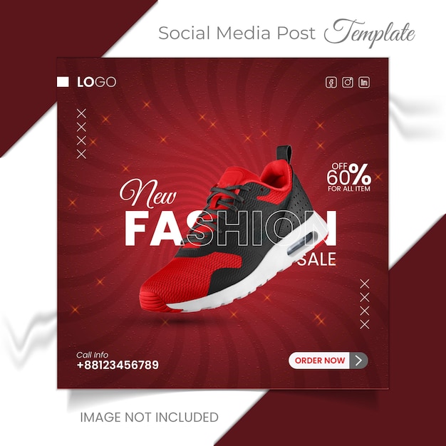 Vector selling shoes to create a social media post template