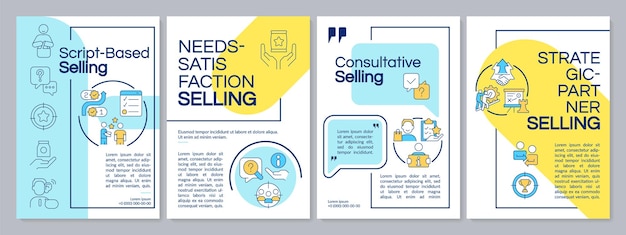 Vector selling strategies blue yellow brochure template