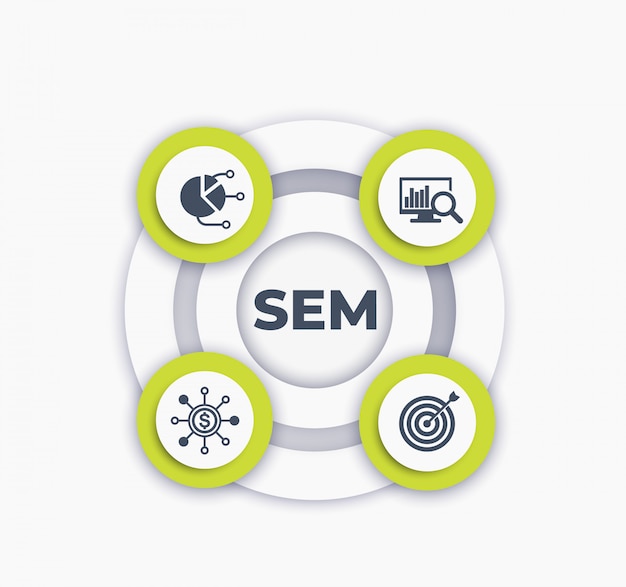 SEM, search engine marketing icons