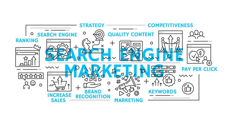 Vector sem search engine marketing vector line banner