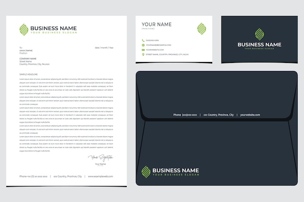 SEM or SWM leaf logo with stationery and business card designs