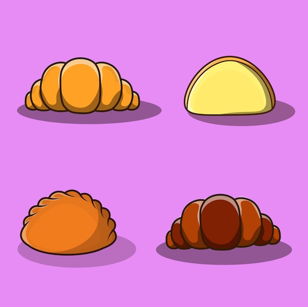 Semi circle bread icon pack vector set