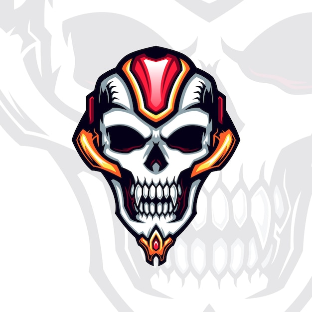 Semi futuristic mecha skull head vector portrait 1