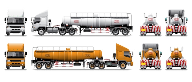 Vector semi-trailer acid tanker truck.