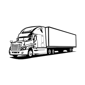 Premium Vector | Semi truck 18 wheeler silhouette side view vector isolated