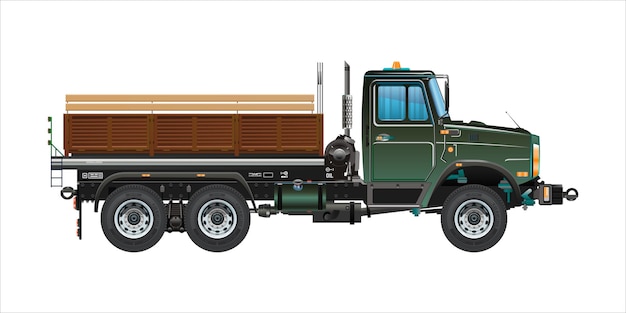 semi truck medium pickup dump truck vehicle 3d vector illustration