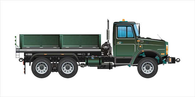 semi truck medium pickup dump truck vehicle 3d vector illustration
