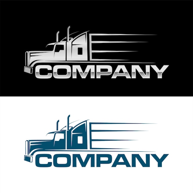 Vector semi truck side view logo