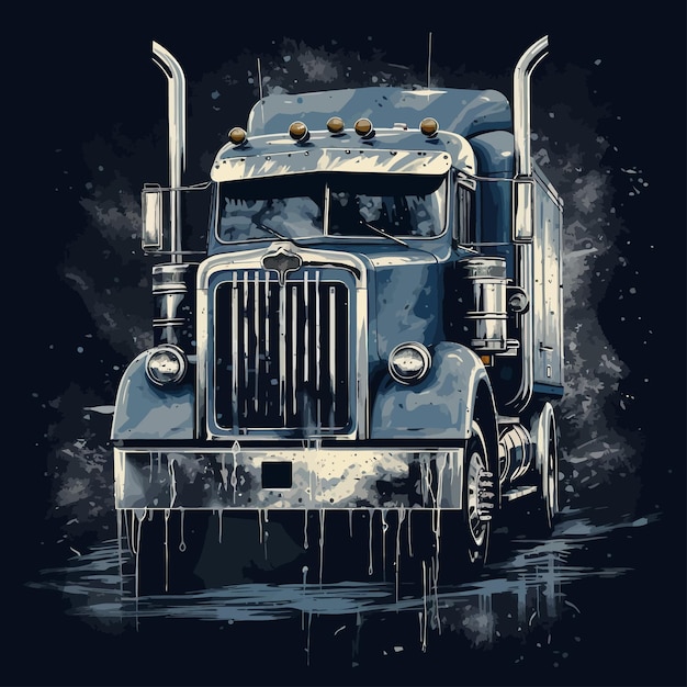 Vector semi truck vector graphic dripping