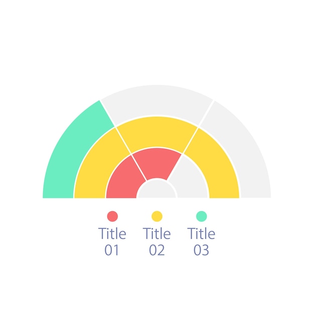 ベクトル 3 つのオプションを持つ半円インフォ グラフィック グラフ デザイン テンプレート