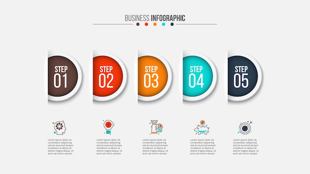 Semicircles for visualization of business processes Infographic template