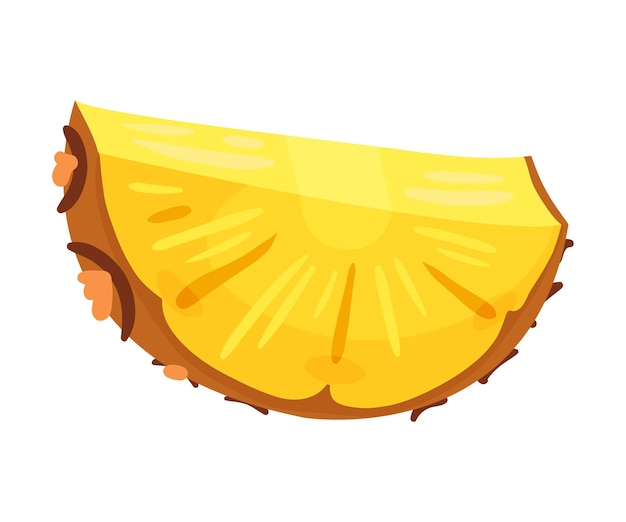 Полукруглый желтый кусочек ананаса в кожуре векторная иллюстрация на белом фоне