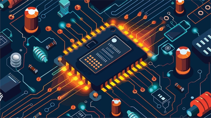 Vector semiconductor resistor electric component pcb industrial concept