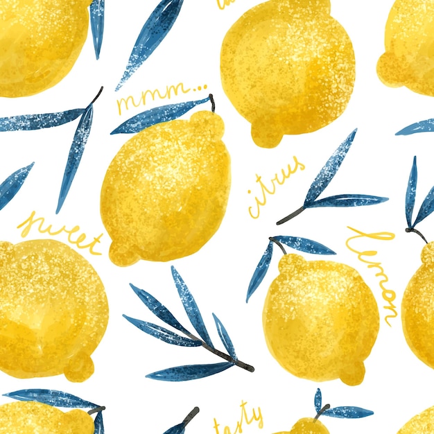 ベクトル 明るい黄色のレモンフルーツデザインのsemlessパターン無限のウォールアート壁紙デジタルパターン