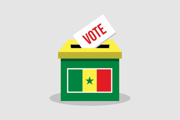 Senegal Ballot Box Flat and minimalist vector illustration concept Vote Conceptual Art Elections