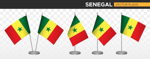 Senegal desk flags mockup 3d vector illustration table flag of senegal