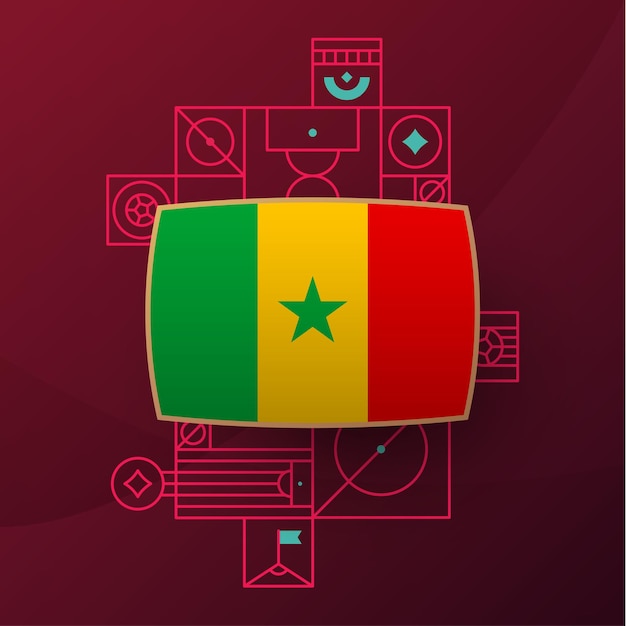 Senegal flag for 2022 football cup tournament isolated National team flag with geometric elements for 2022 soccer or football Vector illustration