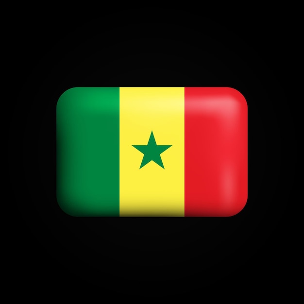 Senegal Flag 3D Icon National Flag of Senegal