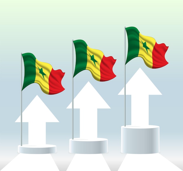 セネガルの旗国は上昇傾向にありますモダンなパステルカラーの旗竿を振っています