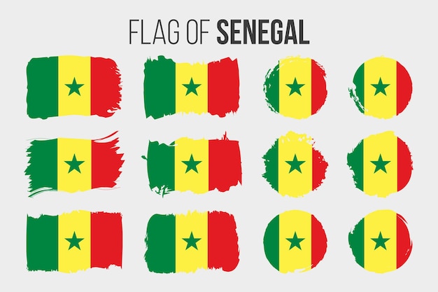 Senegal flag Illustration brush stroke and grunge flags of Senegal isolated on white