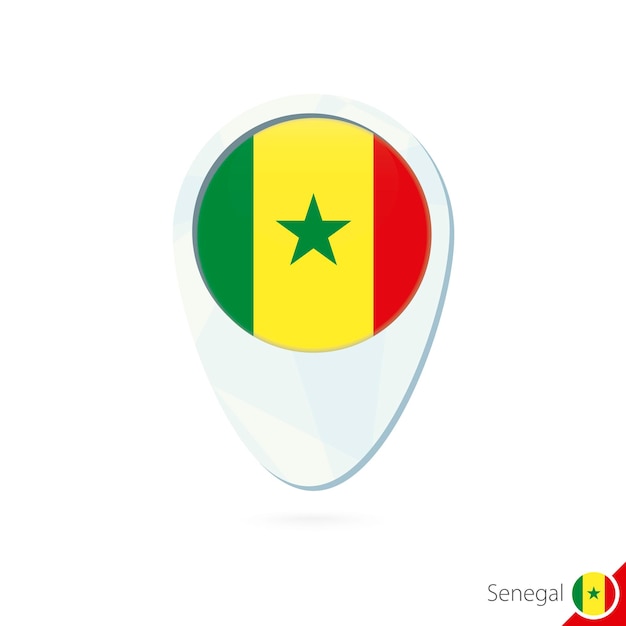 Senegal flag location map pin icon on white background