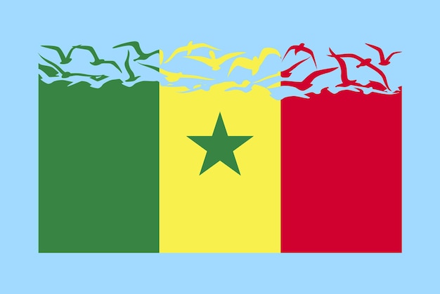 Vector senegal flag with freedom concept senegal flag transforming into flying birds vector