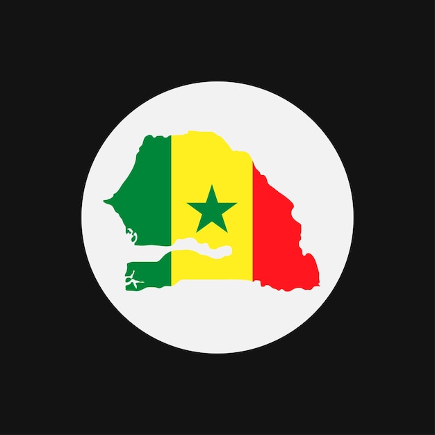 Senegal kaart silhouet met vlag op witte achtergrond