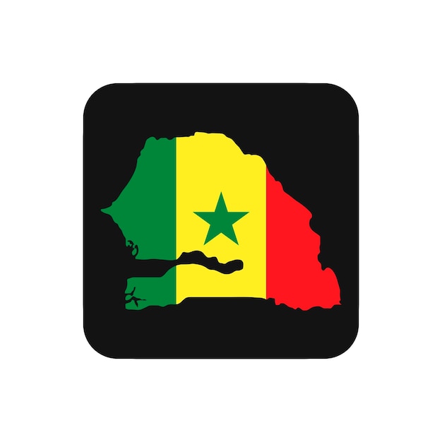 Senegal kaart silhouet met vlag op zwarte achtergrond