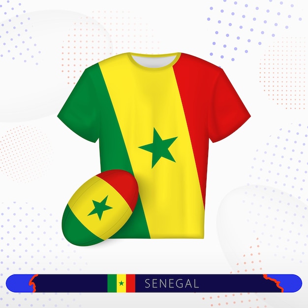 Senegal rugby jersey with rugby ball of Senegal on abstract sport background