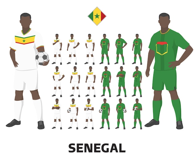 Senegal voetbaltenue, thuistenue en uittenue